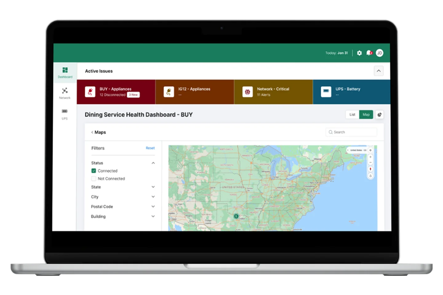 Preview of Synvi service health portal dashboard